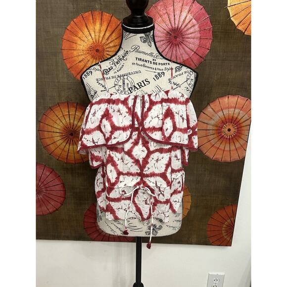 Vintage 90s Vivienne Tam Burgundy Off Shoulder Chiffon Top Rare Find Y2K Sz S - Picture 1 of 5